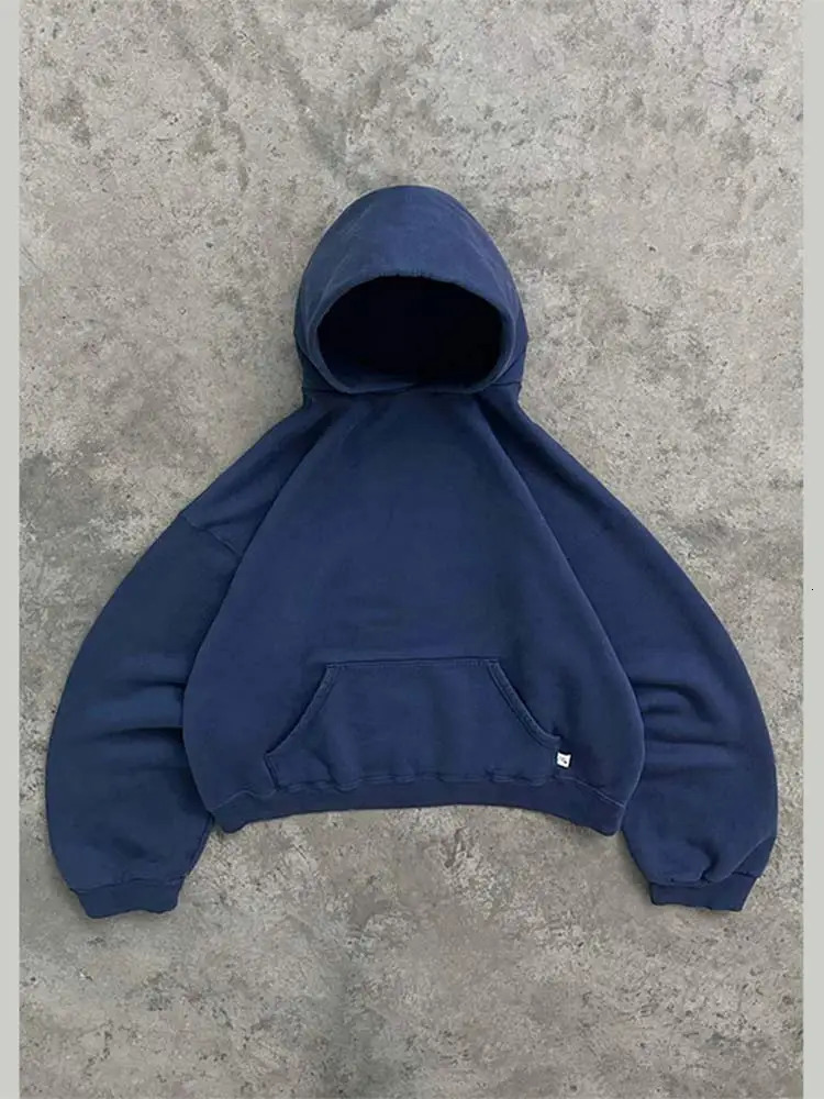 Mens Autumn Winter Retro Y2K Oversize Loose Casual Hoodie American Style Street Fashion Unisex Pocket Hooded Sweatshirt 241125