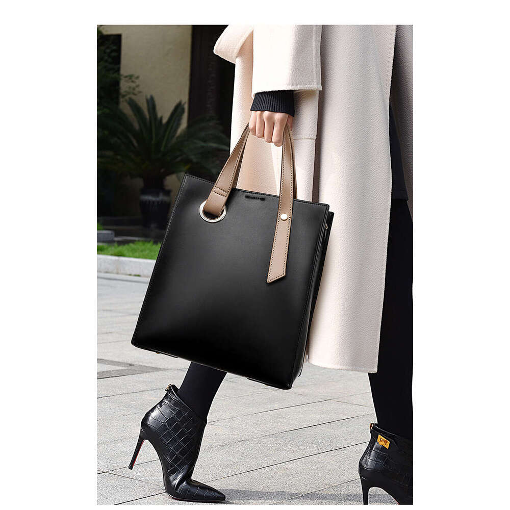LEMON KOKO Tote New Style Temperament Large Capacity Women's Casual Simple Hand-Held Texture Wide Strap Shoulder Bag