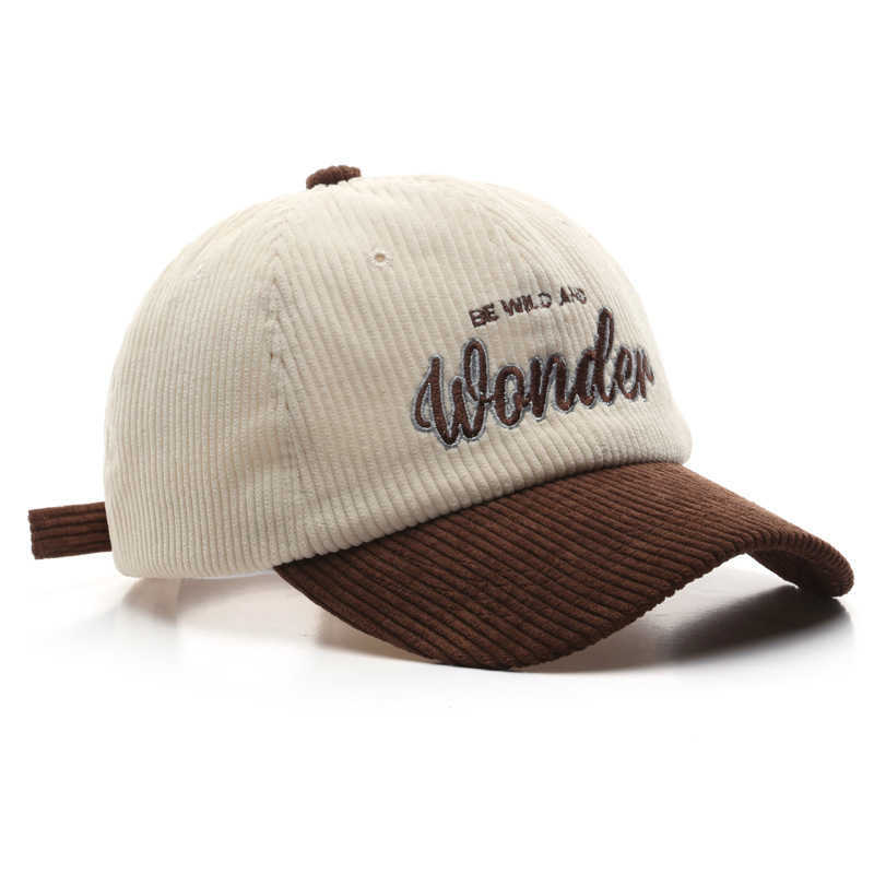 Ball Caps Womens autumn and winter color blocking letter corduroy cap outdoor sports mens warm ear protection baseball H240425
