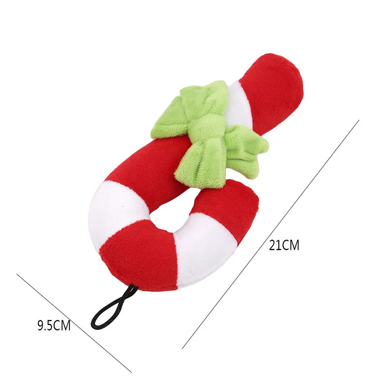 1 pc Christmas Candy Squeak Toy For Dog Puppy Plush Red Pet Sounding Holiday Party Animal French Bulldog Terrier Chihuahua 241125