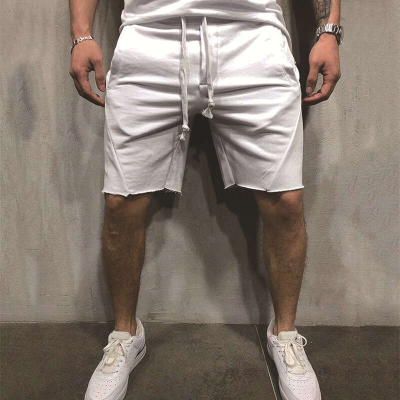 European Casual Shorts Men, Popular For Fiess Enthusiasts, Solid Color Running And Sports Training B3