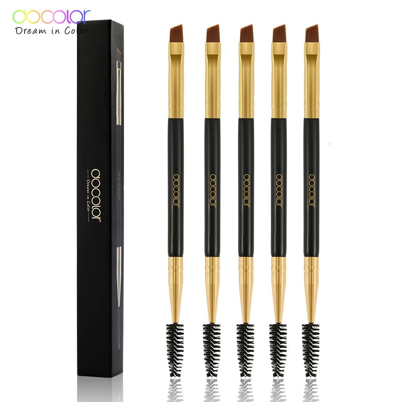 Docolor 5/10pcs White Black Professional Double headed Eyebrow Eyelash Makeup Brushes Thin hair Wholesale Angled Eye brow Brush 240412