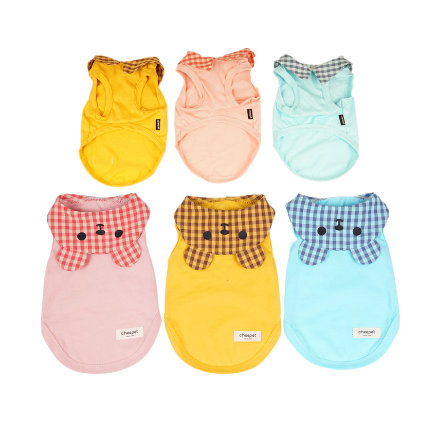 OEM/ODM Cotton Dog Clothes Summer Vest Pet Clothing Cute Custom Dog Vest With Bear Lapel