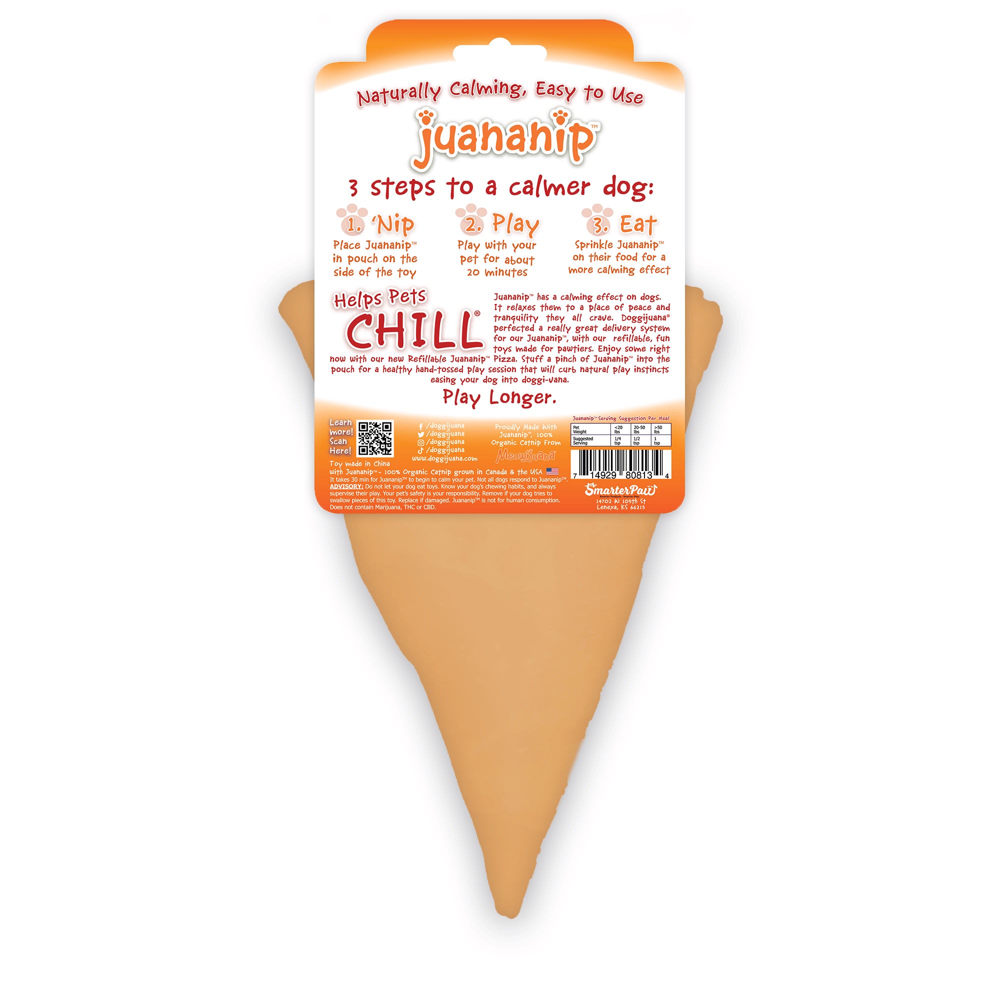 Doggijuana Get the Munchies Refillable Pizza Dog Toy, Medium