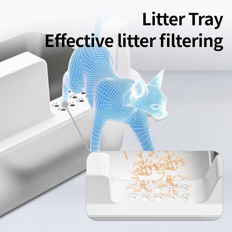 Super Large Stainless Steel Cat Litter Box High Toilet Multi-Cat Non-Stick Bottom No Trace Easy Cleaning No Smell-for Maine Cats