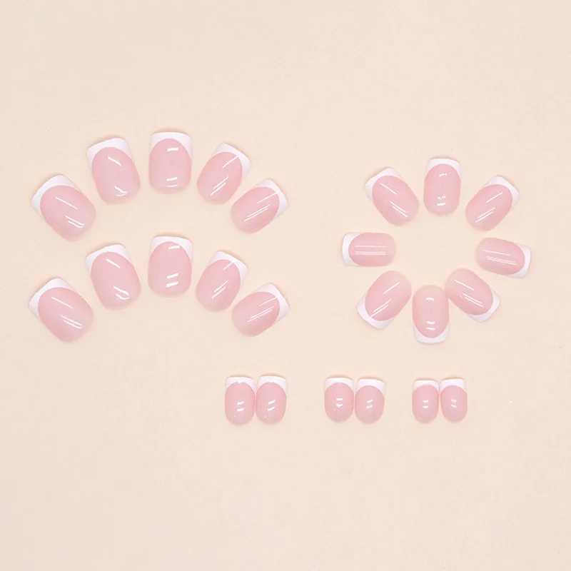 24 square short fake nails+1 nail file+1 piece of jelly glueW241125