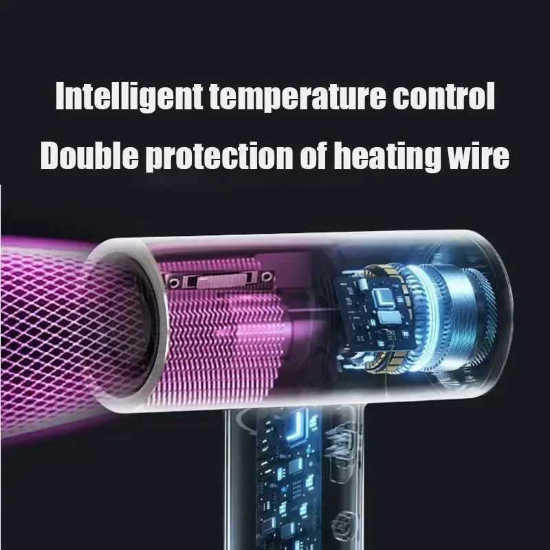 New super portable USB charging wireless hair dryer 100000RPM high wind power supply wireless cold/hot air negative ion 2600mAh Type-C W241125