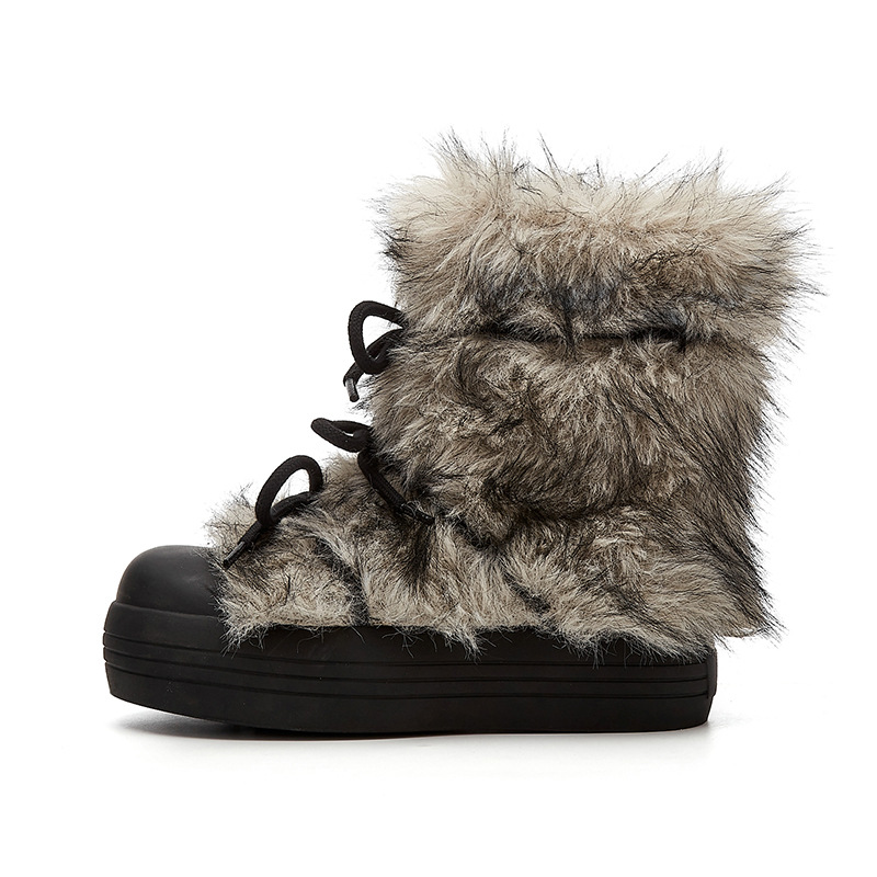 Boots for Snow Women, Plush Cozy Ankle Boots, Flatform Warm Shoes, Trendy 2024 Winter Flats 4 , Flatm