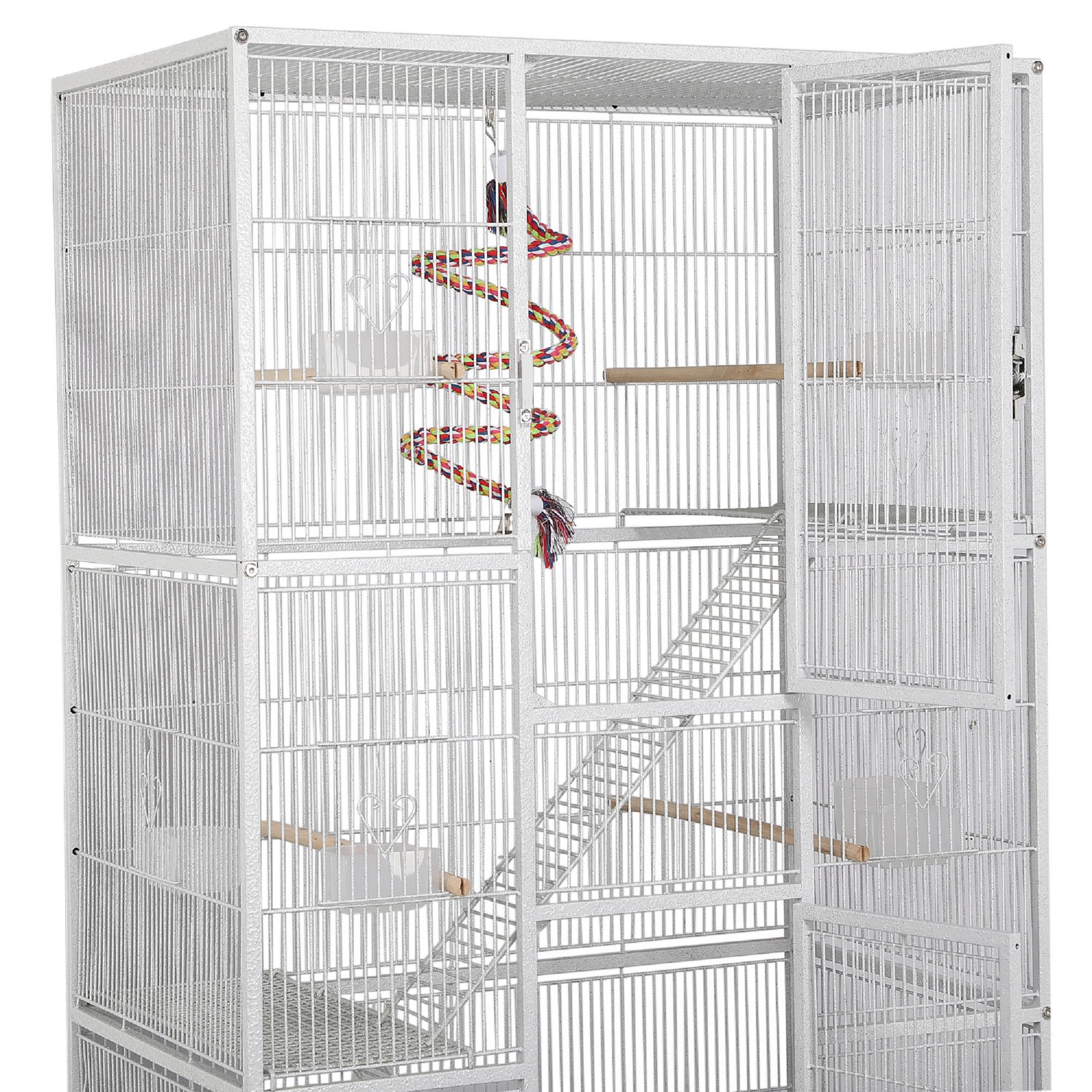Topeakmart White Large Bird Cage with Rolling Detachable Stand, 69" H