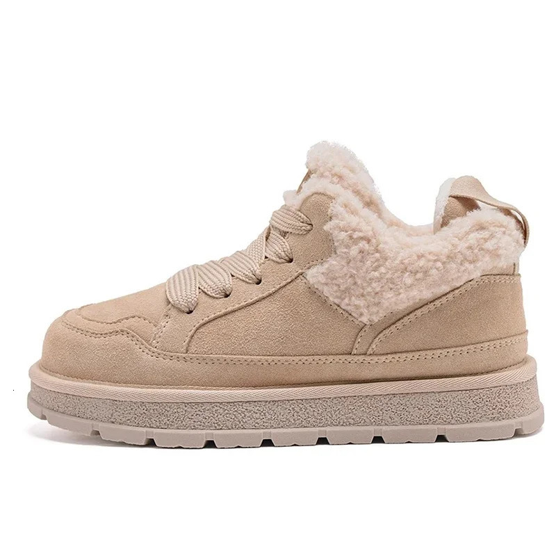 Fur Platform Women Snow Boots Suede Flats Warm Shoes Casual Ankle Boots Woman Trend Cozy Short Plush Mujer Zapatos 241125