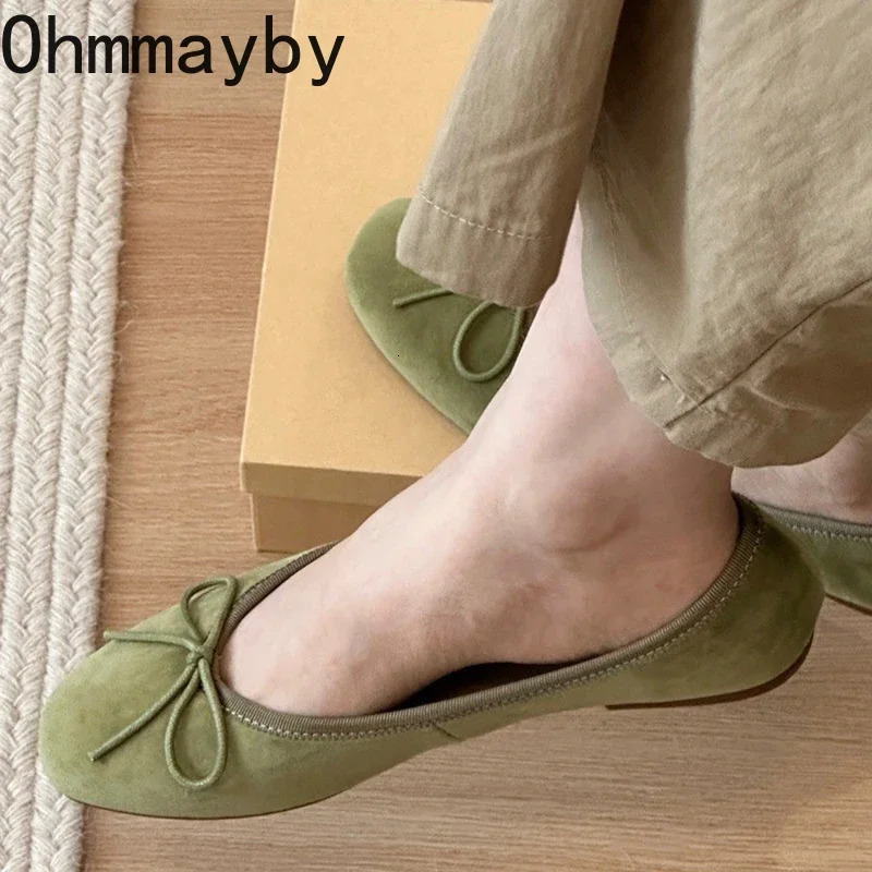 Slip On Women Velvet Flats Fashion Elegant Butterfly-knot Spring Autumn Ladies Comfort Soft Sole Mary Jane Shoes 241125
