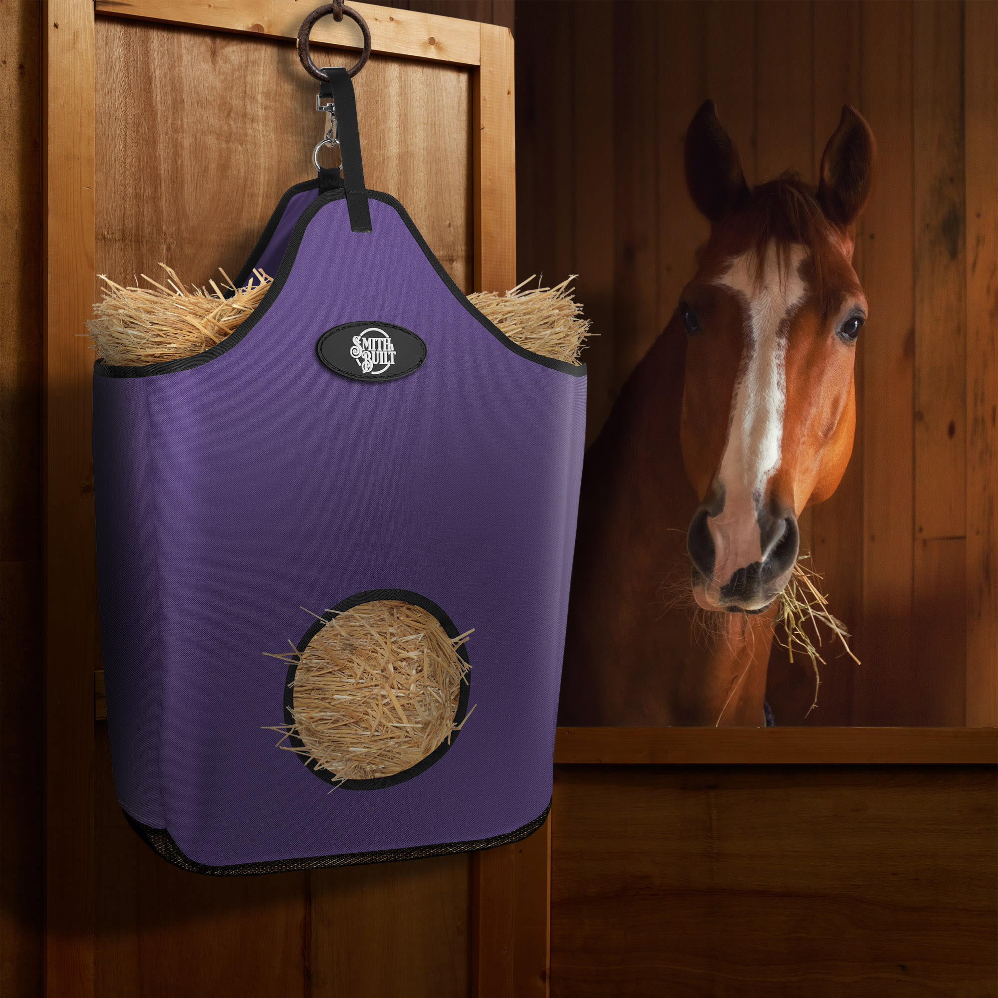 SmithBuilt Purple Horse Feeder Hay Bag Tote, Large