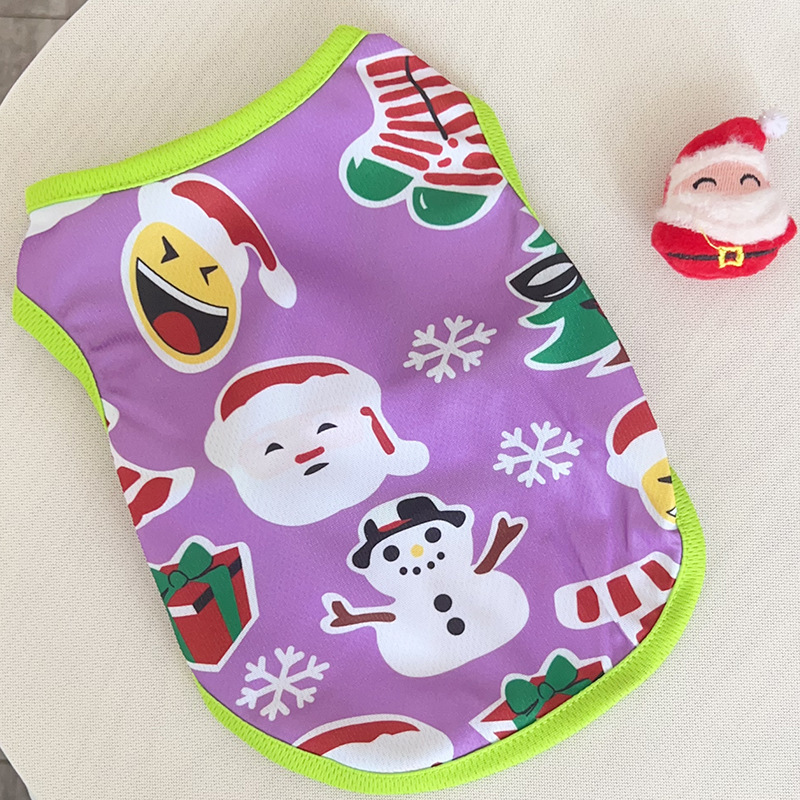 LM0355K Christmas Pet dog clothing Cat Christmas Decorative Vest Small dog Christmas snowman clothes