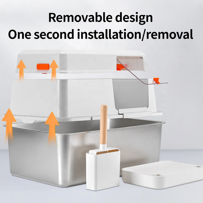 High Quality Stainless Steel Cat Litter Box Oversized Anti-Splash Fully Enclosed Toilet Puppet Easy Cleaning Non-Stick Bottom