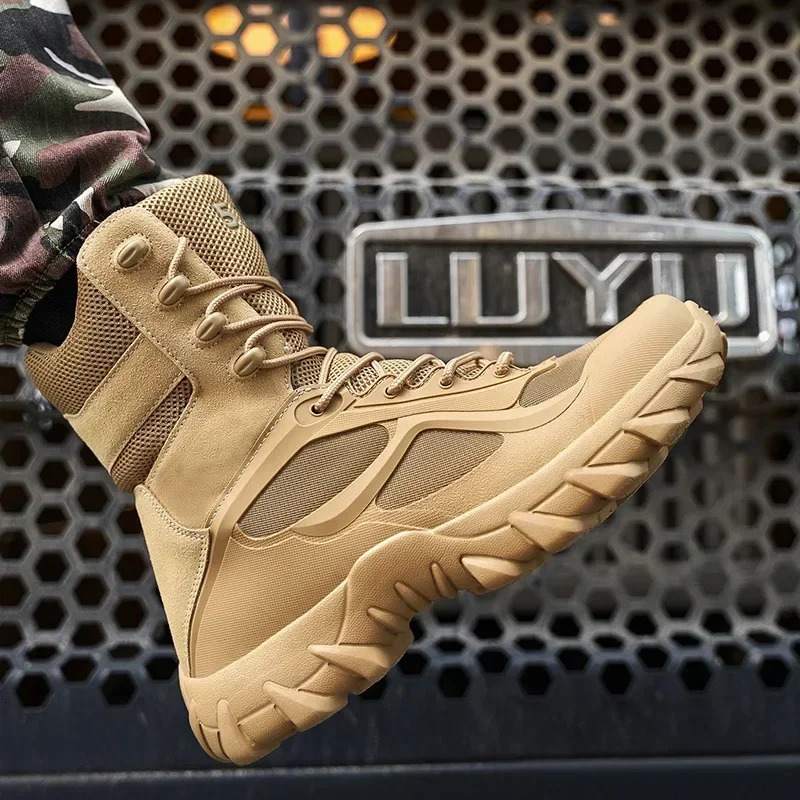 Mens Boot Combat Mens Ankle Boot Tactical Big Size Boot Male Shoes Work Safety Shoes Motocycle Outdoor Boots 241125