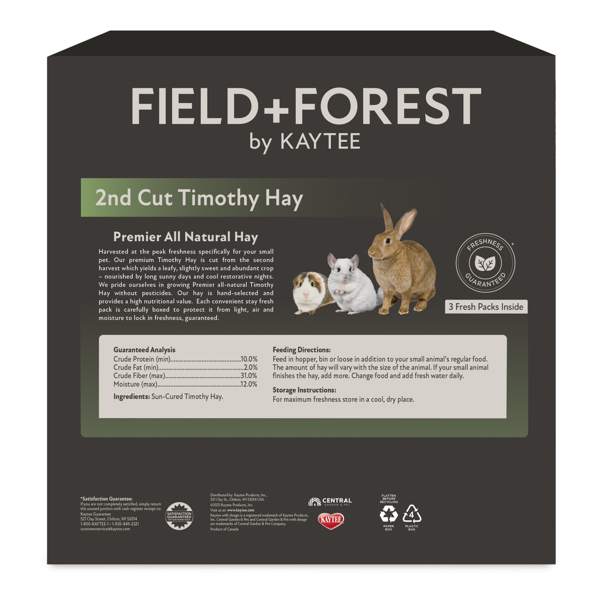 Kaytee Field+Forest 2nd Cut Timothy Hay for Rabbits & Small Animals, 90 oz.