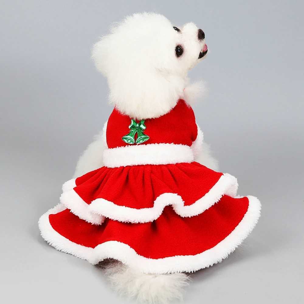 Christmas Coat Dog Clothes Dog Dress Xmas Dress Red Skirt Pets Cat Warm Dress Bow Skirt for Poodle Yorkie Chihuahua Clothes CatXJ241125