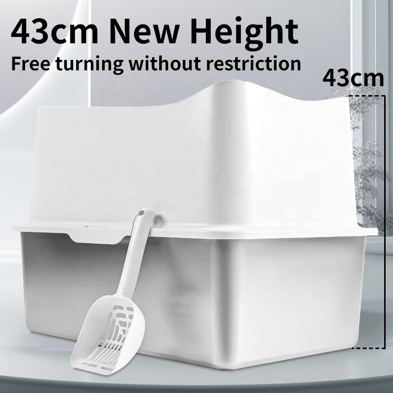 High-End Customized Stainless Steel Cat Litter Box Anti-Splash Anti-Seepage Non-Stick Bottom Easy Cleaning Multi-Cat Fat Cats No