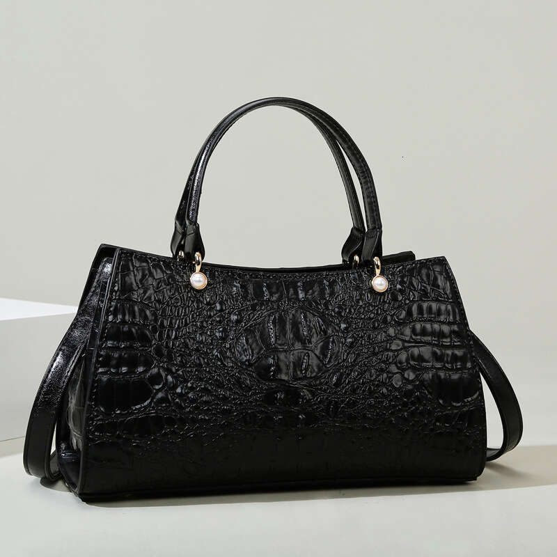 LEMON KOKO Tote Light Luxury Large Capacity Commuting Middle Aged Women's Crossbody Fashion Crocodile Pattern Handheld Bag