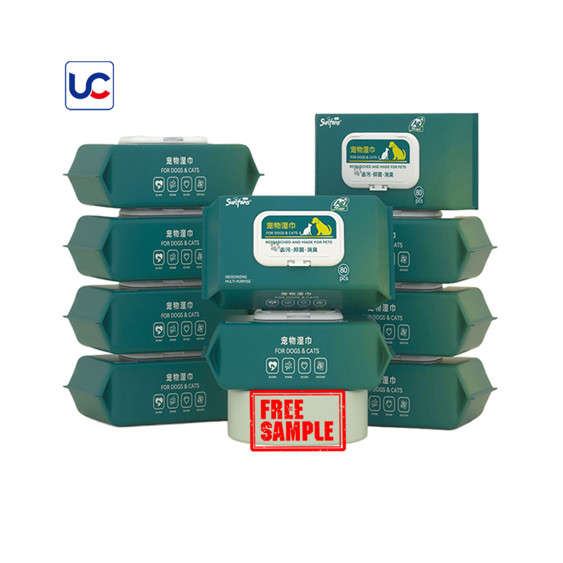 Pet Wipes Customizable Organic Biodegradable Moist Pet Cleaning Dander Finger Teeth Tooth Eye Ear Dog Cat 1-120 Pcs Non-woven