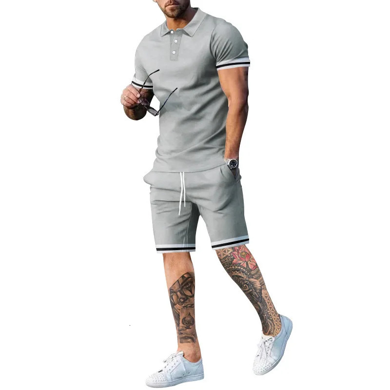 Summer Fashion Short Sleeve T Shirt Shorts Sets Men 2 Piece Outfits Trend Casual Oversized Tshirts Sportswear Tops 240415