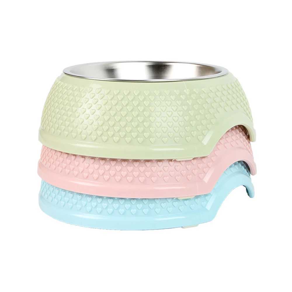 Stainless Steel Pet Feeding Bowl Non-slip Durable Pet Tableware Washable Dog Food Water Dish Cat Bowls With Heart-Shaped PatternXJ241125
