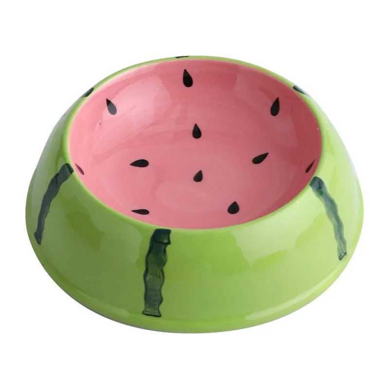 4 cute designs pet ceramics bowl watermelon strawberry shape cat food bowl small dog colorful water suppliers cat bowlXJ241125