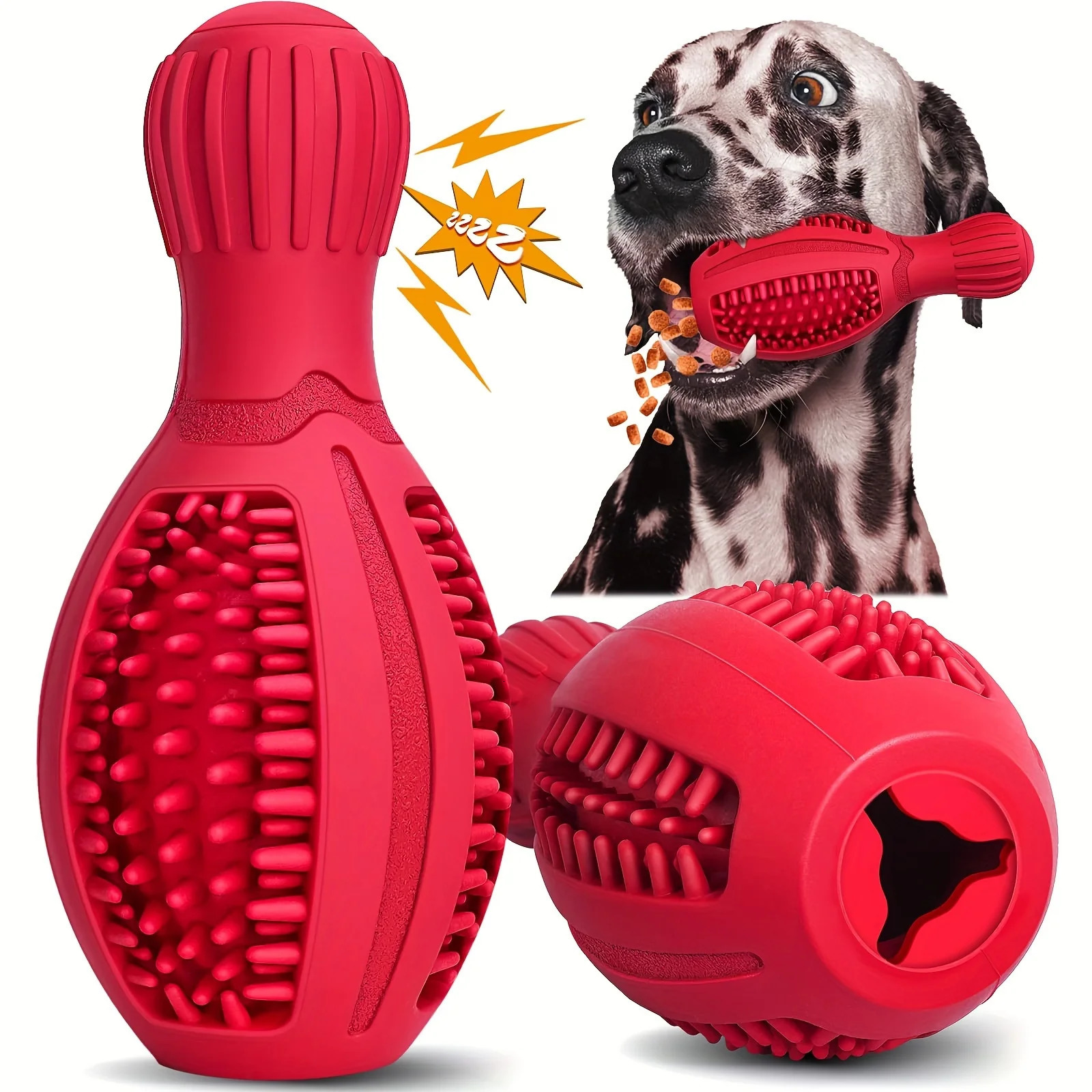 1pc Highly Durable Dog Chew Toy Dispenser Smart Slow-Feeding for Interactive Play Teeth Cleaning Fun Bowling Ball Shaped 241125