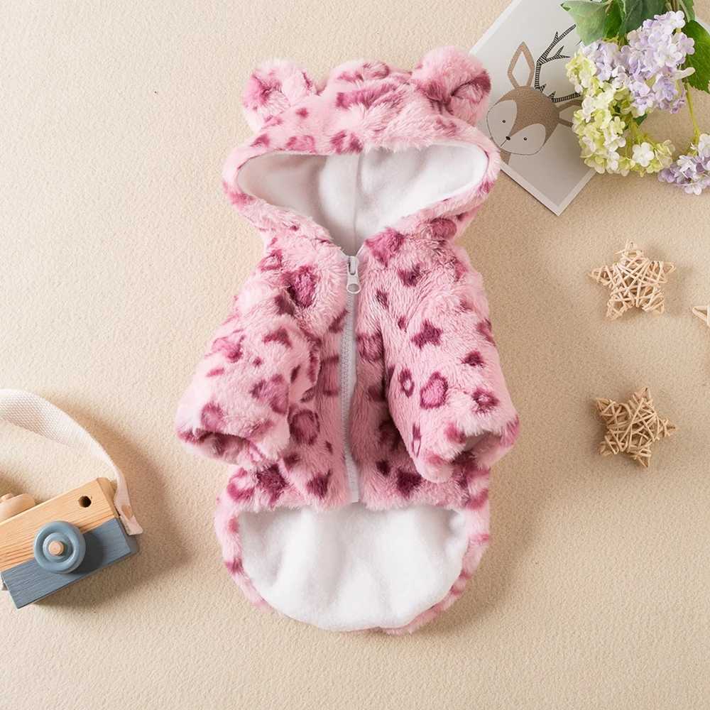 Leopard Print Dog Coat Winter Warm Dog Clothes Pet Thicken Windproof Hoodie Jacket Doggy Thermal Coat Puppy Outfits Cat ApparelsXJ250109