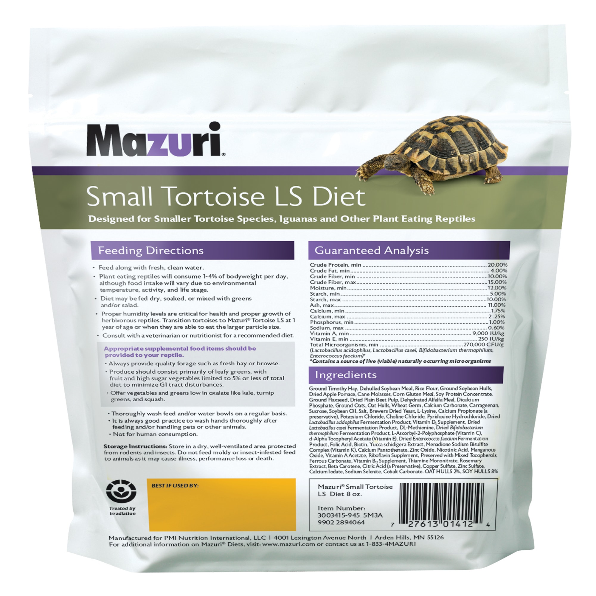 Mazuri Small Tortoise Diet LS Food, 8 oz.