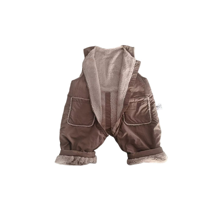 Unisex Beige Triple-Layer Protective DuPont Material Warm Baby Onesie with Straps