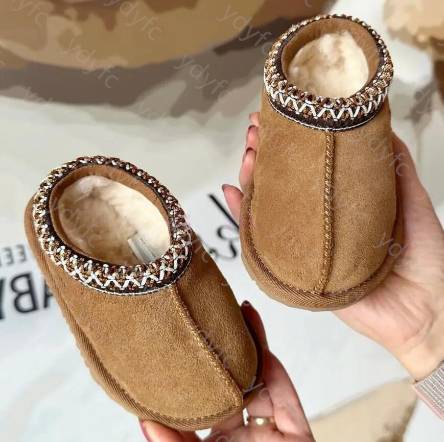 Kids Toddler Tasman II Slippers Tazz Baby Shoes Chestnut Fur Slides Sheepskin Shearling Classic Ultra Mini Boot Winter Mules Slip-on Wool Little Big Size 20-35