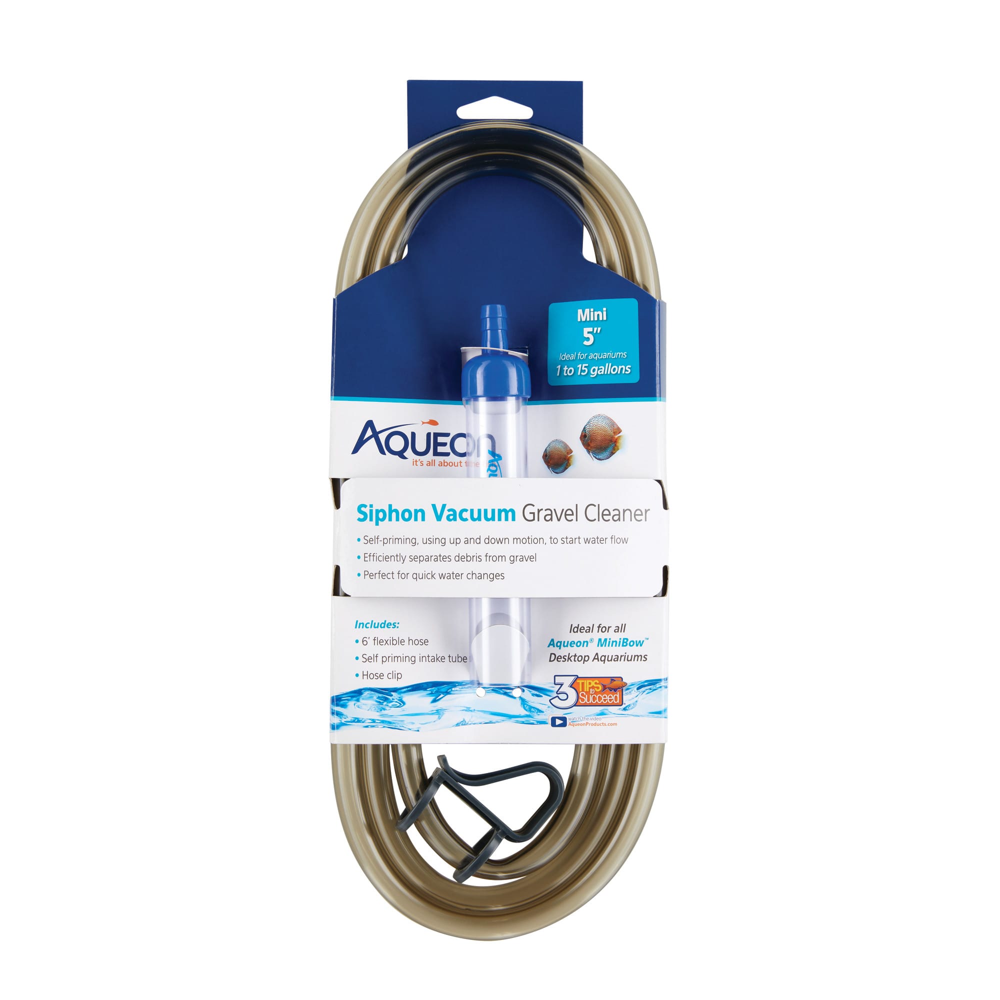 Aqueon Siphon Vacuum Aquarium Gravel Cleaner, Mini, 5"