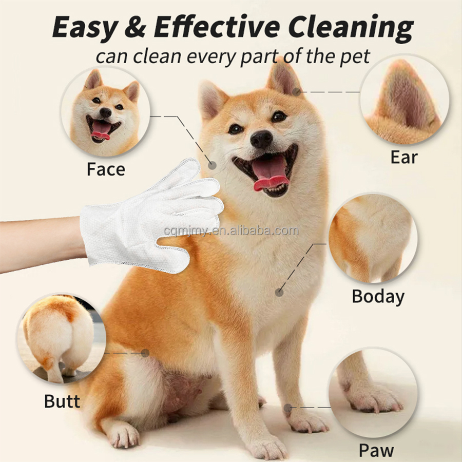 Pet-Friendly Cleaning Gloves Disposable Cat Bathing Products with Wet Wipes for Pet Grooming