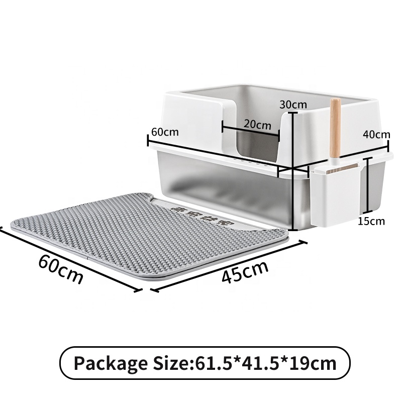 Super Large Stainless Steel Cat Litter Box Non-Stick Bottom Strong Durable Easy Clean Increase Multi-Cats Prevents External