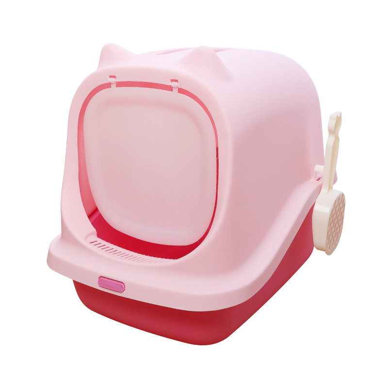 Plastic Professional Manufacture Cheap Closed House Cat Litter Box Large Space Litter Box Tray for Cats
