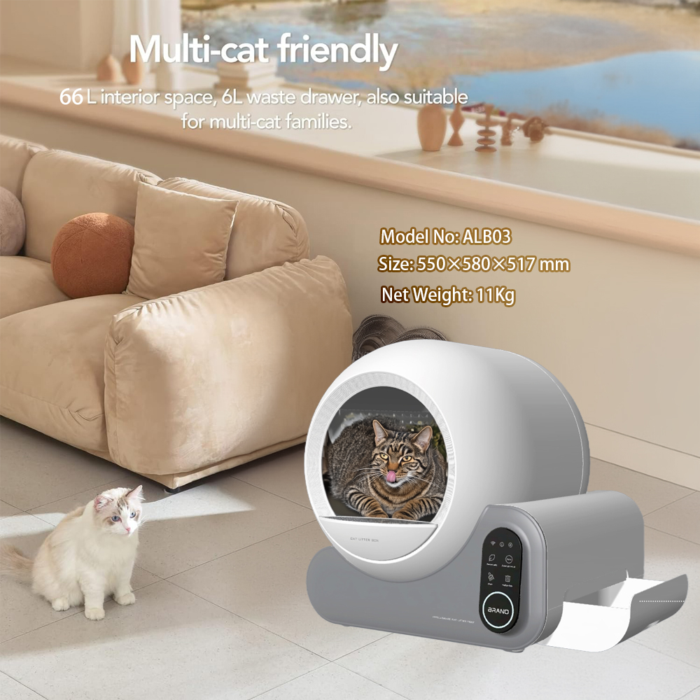 Smart Cat Litter Machine with APP Control Automated Cat Litter Box Self-Cleaning Large Space Cat Litter Box Safety Protection