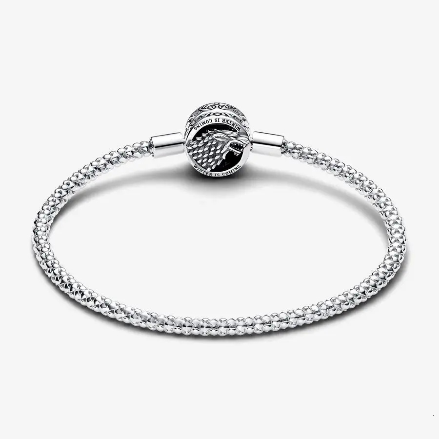 Game Series 925 Pure Silver Double sided Printed Flying Dragon House Sigil Buckle Moment Stud Chain Bracelet 241125