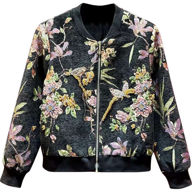 higher quality Quality American Letter Embroidery Jacket Short Jacket Pattern Rhinestone Quality Womens Small Perfume Euro Coat and Vintage Baseball J