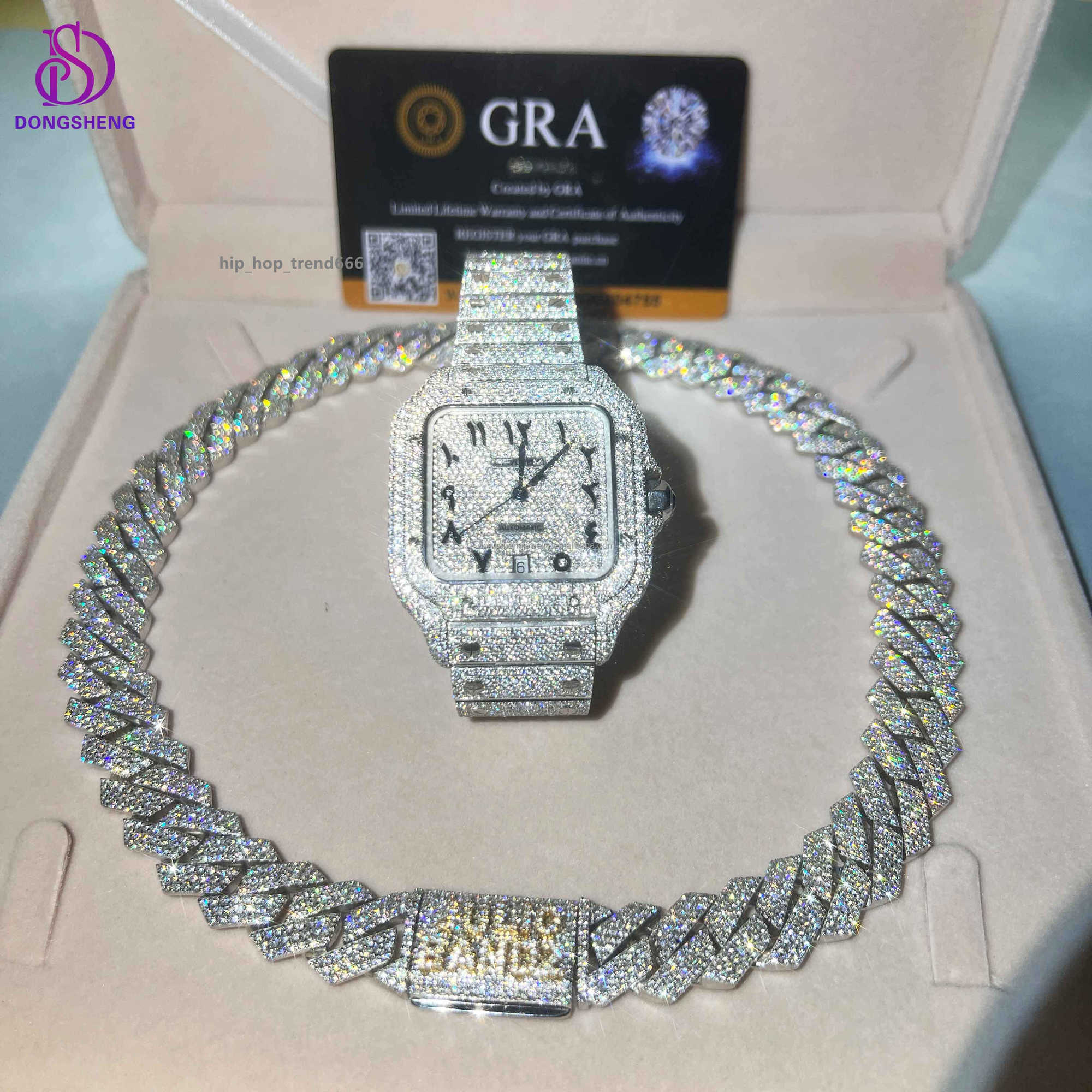 VVS Moissanite Cuban k Chain Fashion Jewelry Necklace Hip Hop Iced Out High Quality Sterg Sier 13mm 14mm 15mm 1pcs