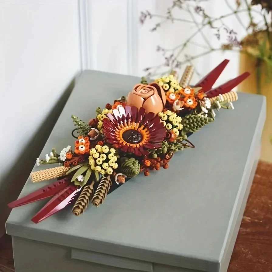 812PCS Eternal Flowers Bricks Dried Flowers Building Blocks Wall Decoration Crafts Set Adults Toy Birthday Gift Compatible 10314XJ241125