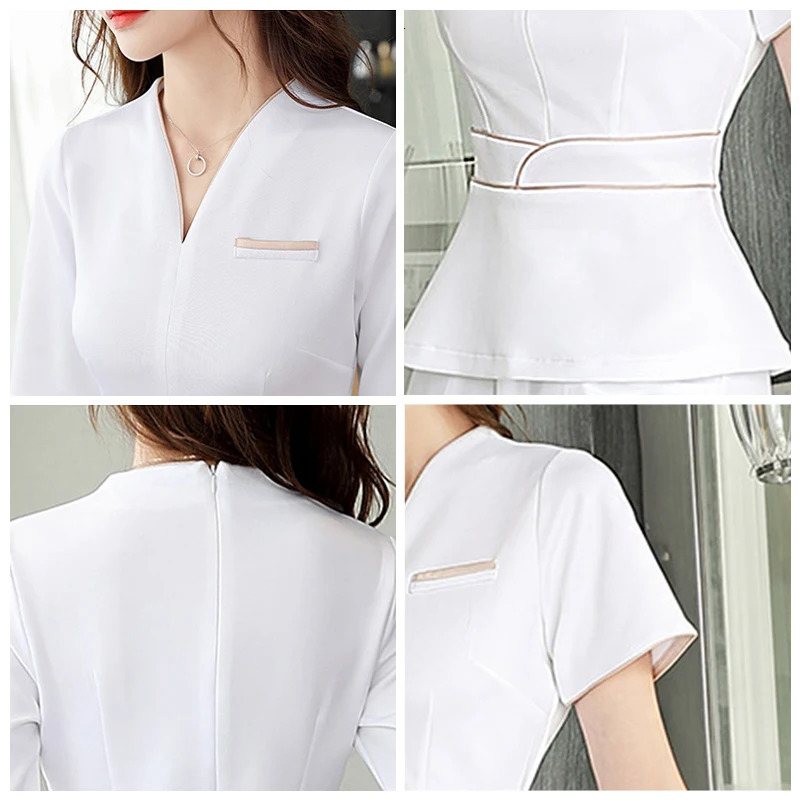 Beauty Salon Uniform Fashion Spa Masseuse Clothing Nail Technician el Front Desk Work Clothes for Women Manicurists Pants Set 240412