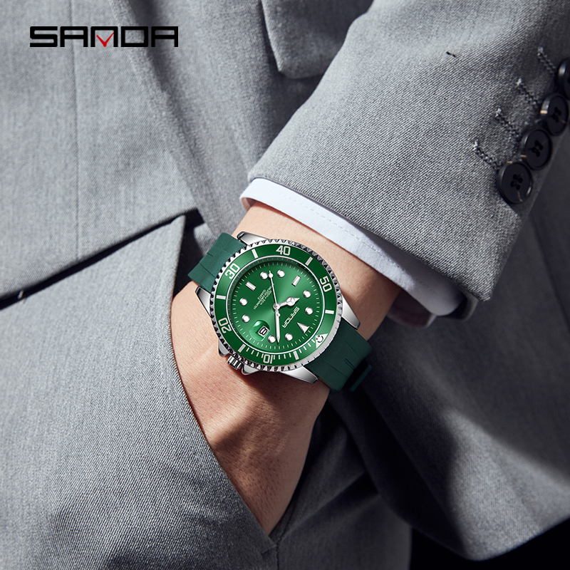 SANDA Hot Sell Quatrz Watch Sport Mens Watches Top Brand Waterproof Silicone Quartz Clock Men Relogio Mascuo 7018
