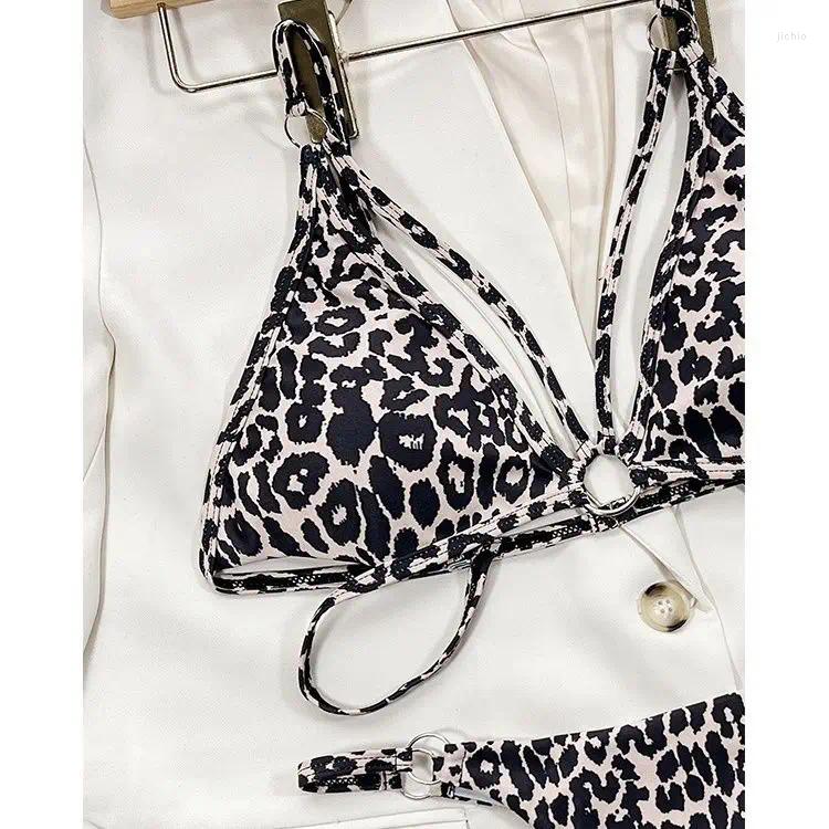 Womens Swimwear Sexy Leopard Print Swimsuit For Women Triangle Split Backless High Waist Slimming Beach Vacation Bikini