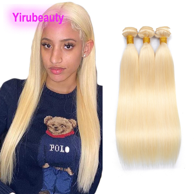 Double Wefts Blonde 613# Color 3 Bundles Silky Straight Body Wave Indian Virgin Human Hair 10-32inch Yirubeauty