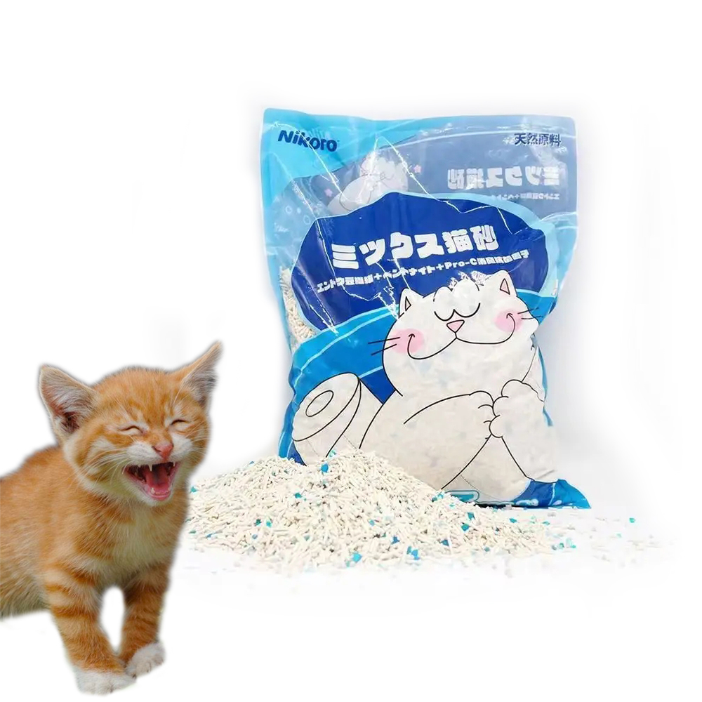 Nikoro Cat Litter Tofu Bentonite Mixed Sand Cherry Blossom Original Jasmine Dust-free and easy clump deodorizing cat litter