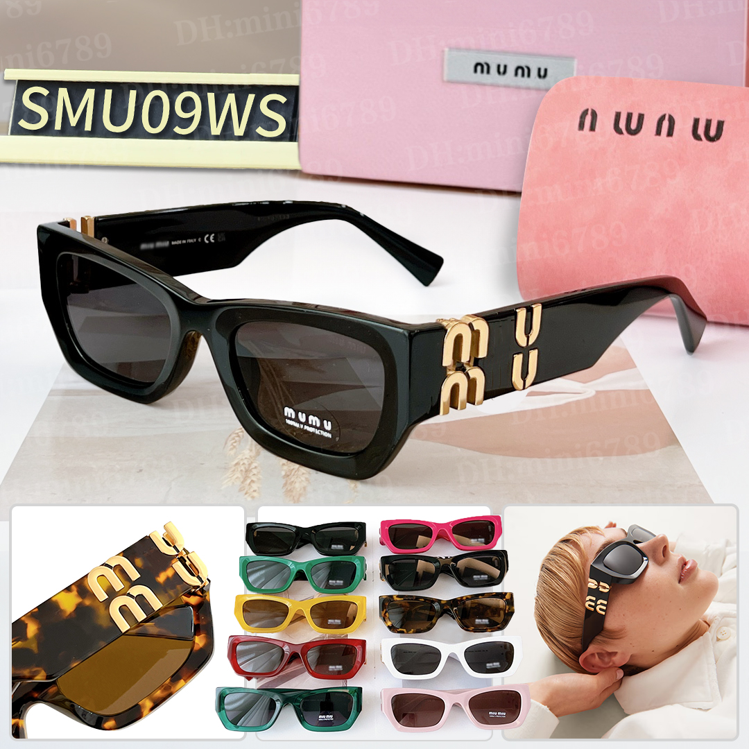 Designer sunglasses MU MU classic women's sunglasses 09ws luxury Lunette de Soleil fashion glasses full frame outdoor sunshade glasses UV400 sunglasses with box