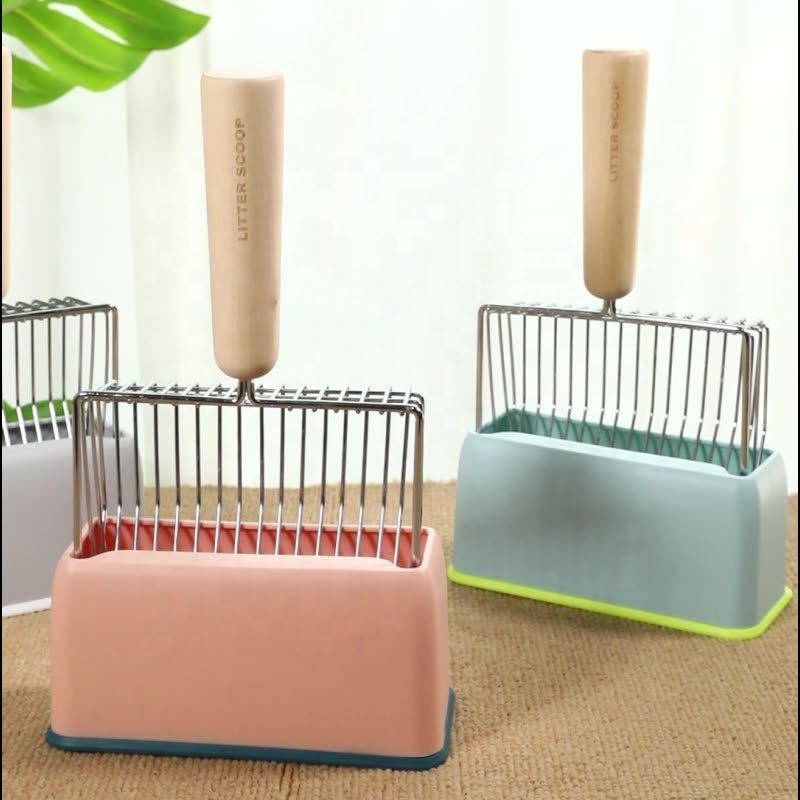 Hyra Metal Cat Litter Scoop Fast Sifting Kitty Poop Scooper Caddy Optional Stand Cat Litter Shovel