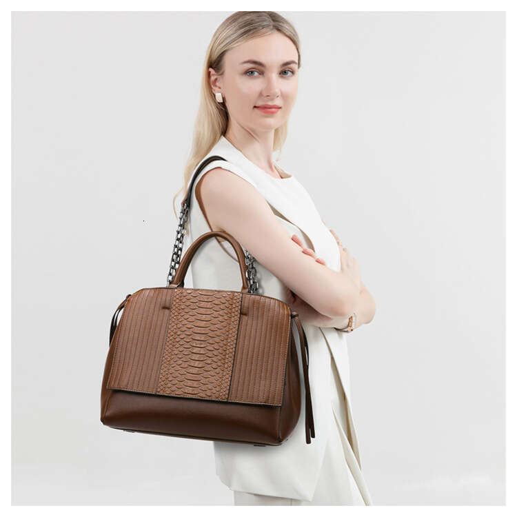 LEMON KOKO Autumn Women's Fashion Crocodile Pattern Premium High Capacity Office Commuter Tote Bag