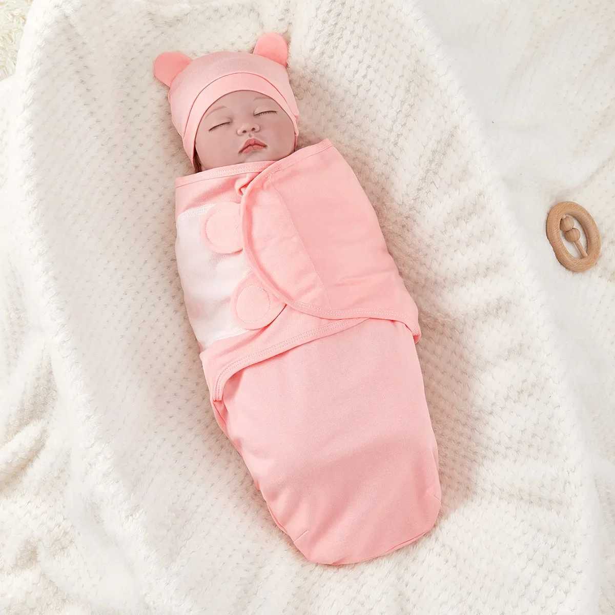 Blankets Swaddling New Newborn Soft Cotton Sleeping Bag Baby Swaddle Hats Set Adjustable Anti-kick Swaddle Warm Wrap Blanket For 0-6 Months Baby